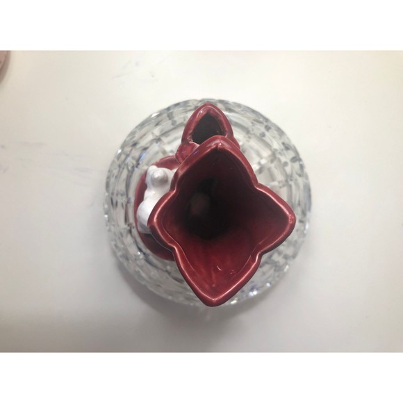 Vintage 4 Inch Burgundy Bud Vase with Baby Lamb - Picture 7 of 10